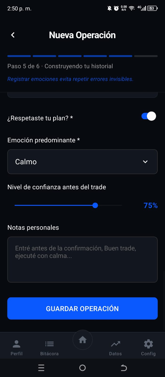 Registro emocional al operar
